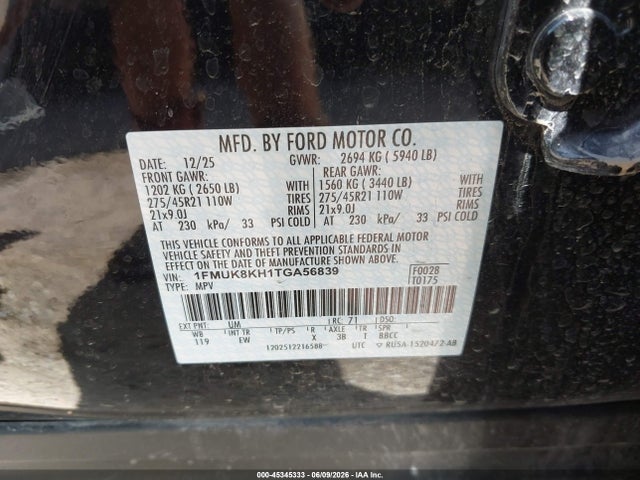 Aukcja sprzedaży 2026 Ford Explorer St-line, vin: 1FMUK8KH1TGA56839, numer aukcji: 45345333