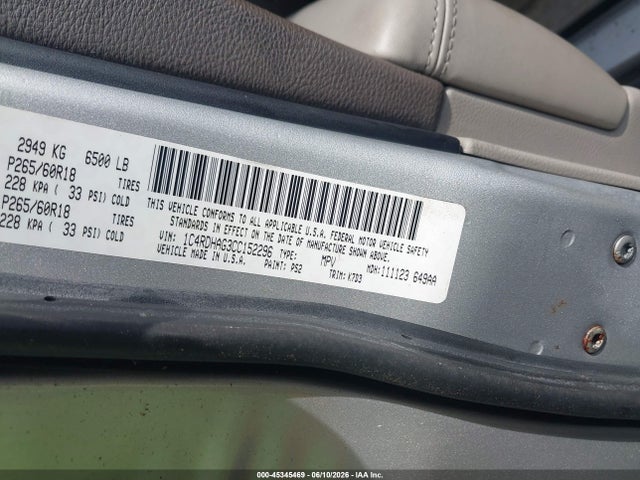 Aukcja sprzedaży 2012 Dodge Durango Sxt, vin: 1C4RDHAG3CC152296, numer aukcji: 45345469