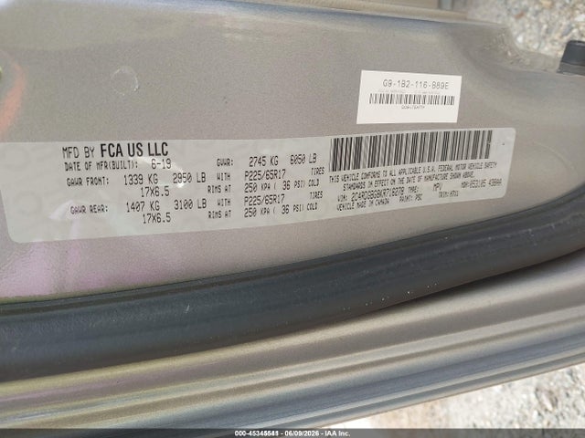 2019 Dodge Grand Caravan Se მანქანა იყიდება აუქციონზე, vin: 2C4RDGBG8KR716278, აუქციონის ნომერი: 45345541