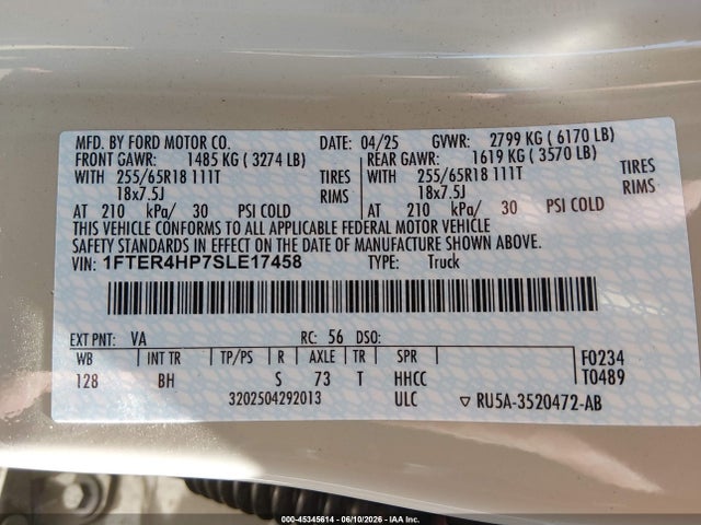 Ford Ranger Xlt 2025 1FTER4HP7SLE17458 Image 9