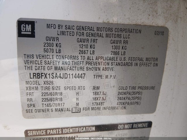 LRBFX1SA4JD114447 Buick Envision Essence
