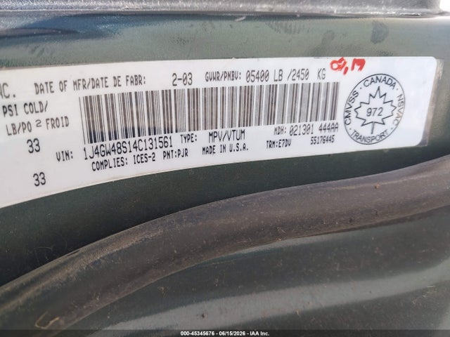 Aukcja sprzedaży 2004 Jeep Grand Cherokee Laredo, vin: 1J4GW48S14C131561, numer aukcji: 45345676