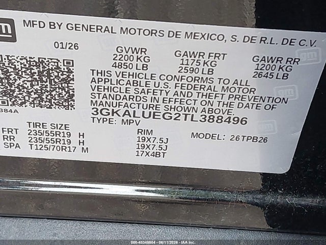 Продаж на аукціоні авто 2026 Gmc Terrain Awd Elevation, vin: 3GKALUEG2TL388496, номер лоту: 45345804