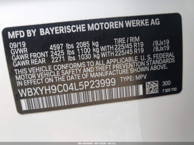 Aukcja sprzedaży 2020 Bmw X2 Sdrive28i, vin: WBXYH9C04L5P23999, numer aukcji: 45345806