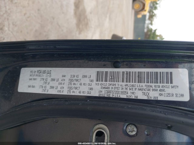 45345813 :رقم المزاد ، 1C6RR7GT2GS199354 vin ، 2016 Ram 1500 Slt مزاد بيع