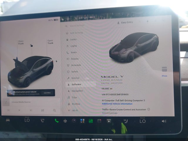 2021 Tesla Model Y Long Range Dual Motor All-wheel Drive მანქანა იყიდება აუქციონზე, vin: 5YJYGDEE3MF251600, აუქციონის ნომერი: 45345876