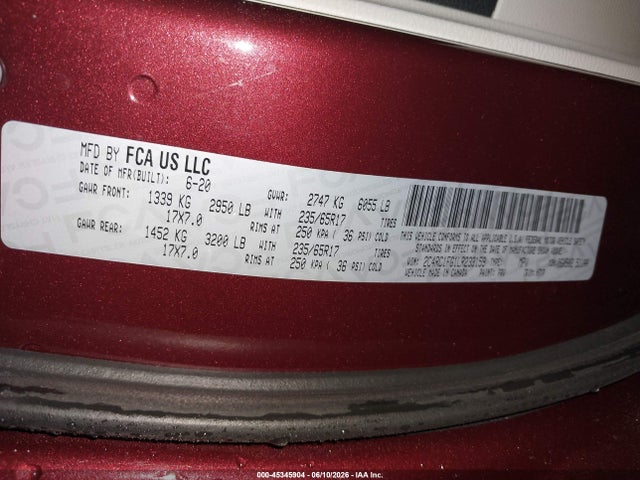 2020 Chrysler Pacifica Touring მანქანა იყიდება აუქციონზე, vin: 2C4RC1FG1LR233159, აუქციონის ნომერი: 45345904