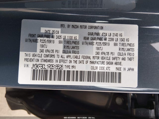Продажа на аукционе авто 2024 Mazda Cx-5 2.5 S Carbon Edition, vin: JM3KFBCL1R0516526, номер лота: 45345906