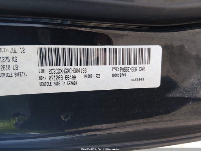 Aukcja sprzedaży 2012 Dodge Charger Sxt, vin: 2C3CDXHGXCH304193, numer aukcji: 45345975