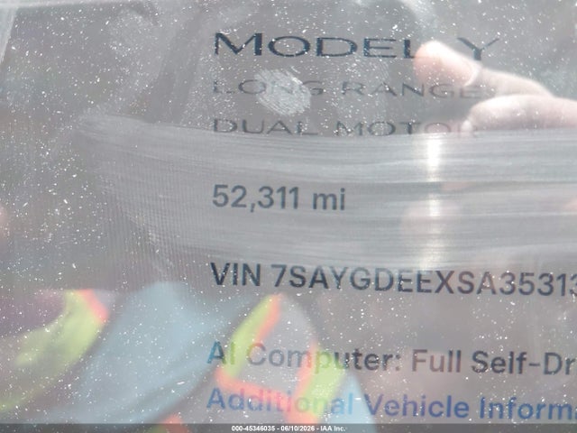 2025 Tesla Model Y Long Range Dual Motor All-wheel Drive მანქანა იყიდება აუქციონზე, vin: 7SAYGDEEXSA353134, აუქციონის ნომერი: 45346035