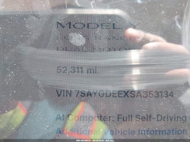 2025 Tesla Model Y Long Range Dual Motor All-wheel Drive მანქანა იყიდება აუქციონზე, vin: 7SAYGDEEXSA353134, აუქციონის ნომერი: 45346035