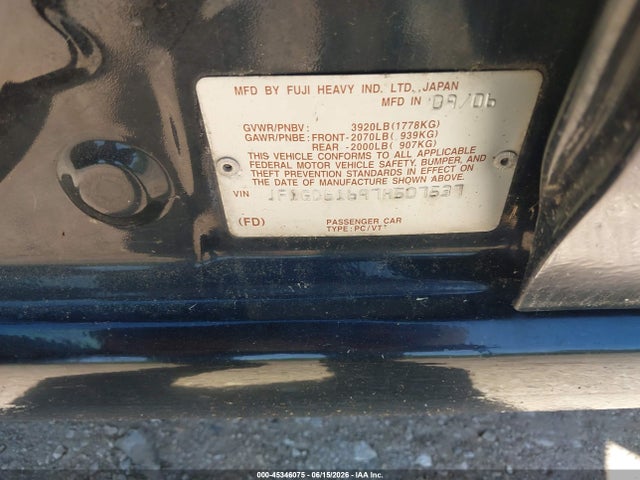 2007 Subaru Impreza 2.5i მანქანა იყიდება აუქციონზე, vin: JF1GD61697H507537, აუქციონის ნომერი: 45346075