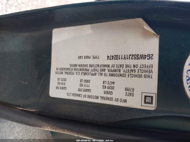 Aukcja sprzedaży 2000 Buick Century Custom, vin: 2G4WS52J1Y1102474, numer aukcji: 45346103