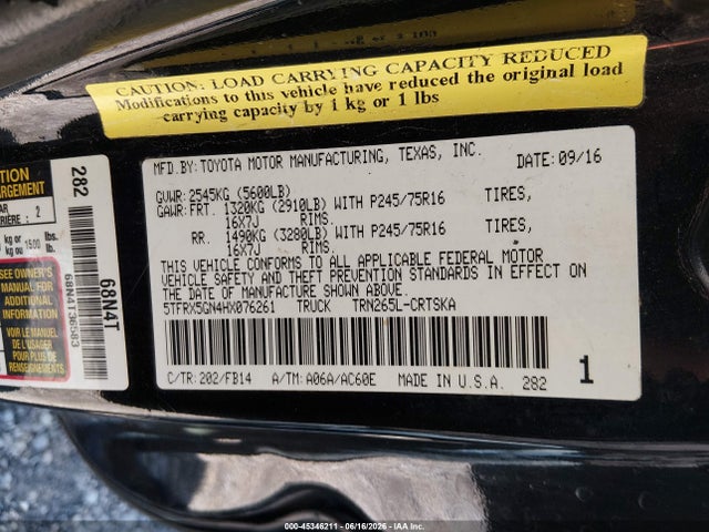 5TFRX5GN4HX076261 Toyota Tacoma Sr