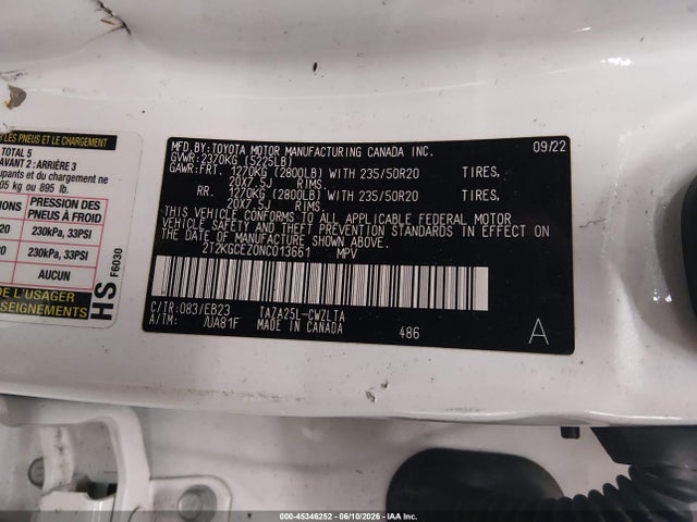 45346252 :رقم المزاد ، 2T2KGCEZ0NC013661 vin ، 2022 Lexus Nx 350 F Sport Handling مزاد بيع