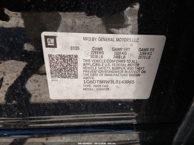 2020 Cadillac Ct5 Premium Luxury მანქანა იყიდება აუქციონზე, vin: 1G6DT5RW3L0143965, აუქციონის ნომერი: 45346341