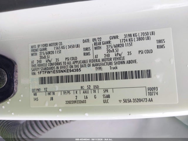 Ford F-150 Xl 2022 1FTFW1E55NKE94385 Image 9