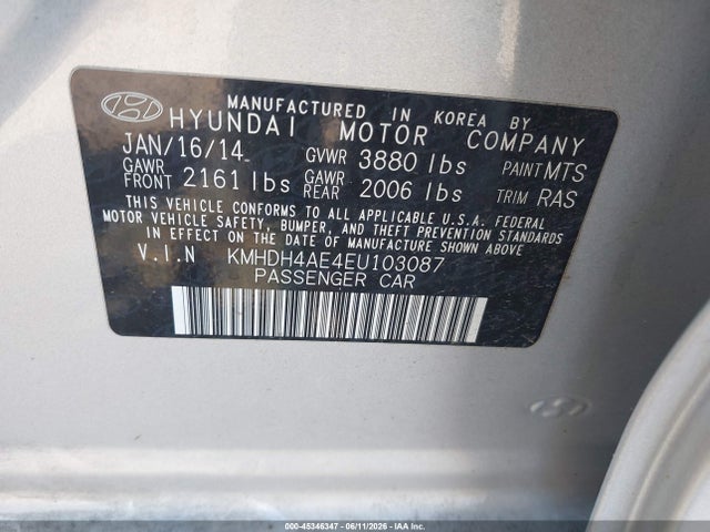 Hyundai ELANTRA SE 2014 KMHDH4AE4EU103087 Image 9