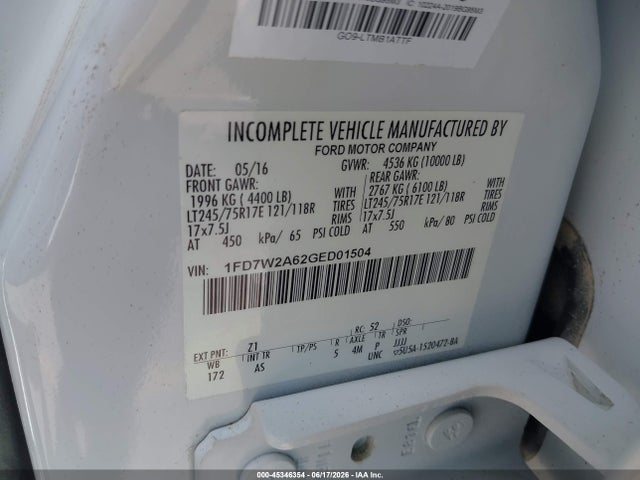 Ford F-250 Xl 2016 1FD7W2A62GED01504 Image 9