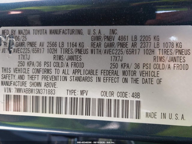 Продажа на аукционе авто 2025 Mazda Cx-50 2.5 S Preferred Package, vin: 7MMVABBM1SN371883, номер лота: 45346366