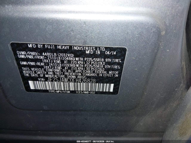 Продаж на аукціоні авто 2015 Subaru Forester 2.5i Touring, vin: JF2SJAWC0FH426828, номер лоту: 45346377