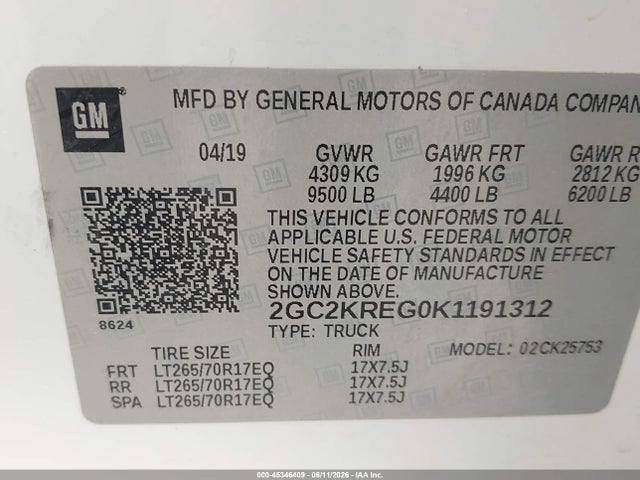2GC2KREG0K1191312 Chevrolet Silverado 2500hd Wt
