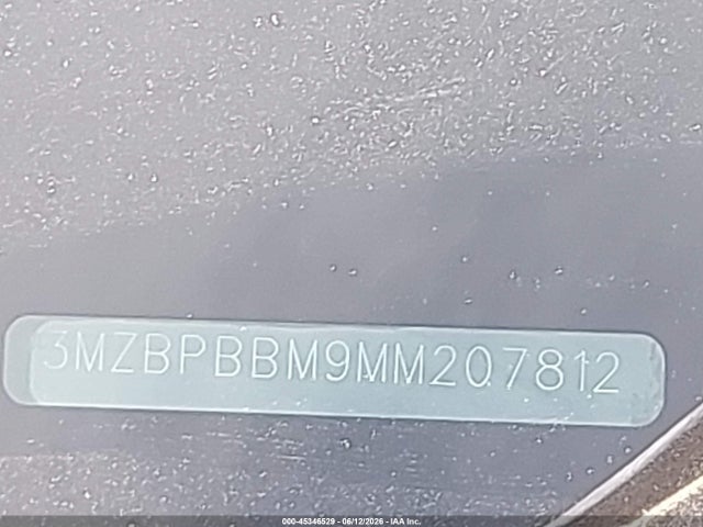 Aukcja sprzedaży 2021 Mazda Mazda3 Select, vin: 3MZBPBBM9MM207812, numer aukcji: 45346529