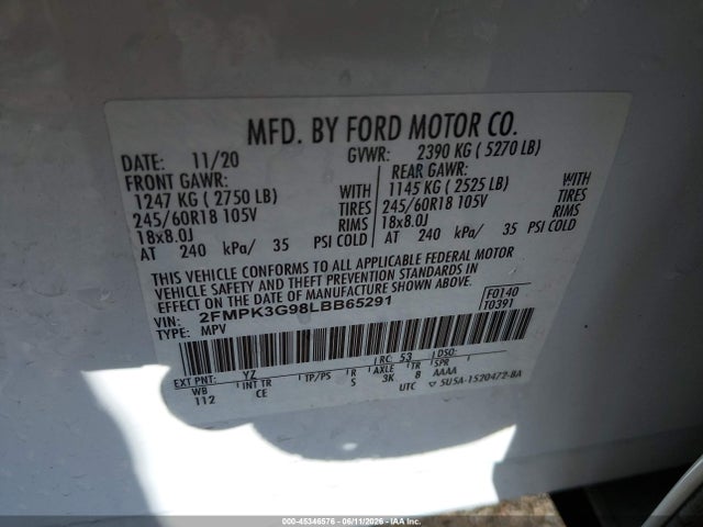 Ford EDGE SE 2020 2FMPK3G98LBB65291 Image 9