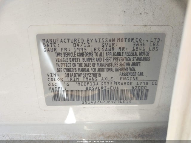 Nissan SENTRA SR 2015 3N1AB7AP3FY276015 Image 9