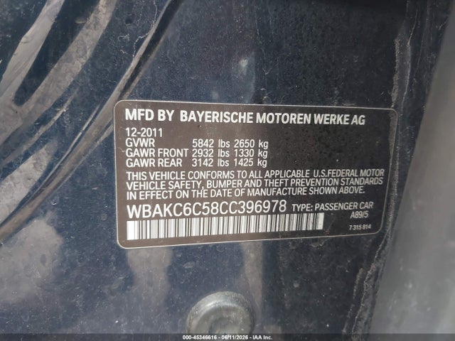 Aukcja sprzedaży 2012 Bmw 750 Xi, vin: WBAKC6C58CC396978, numer aukcji: 45346616