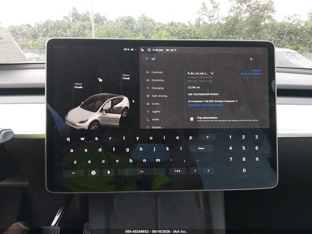 45346652 :رقم المزاد ، 7SAYGDEE1NF313094 vin ، 2022 Tesla Model Y Long Range Dual Motor All-wheel Drive مزاد بيع