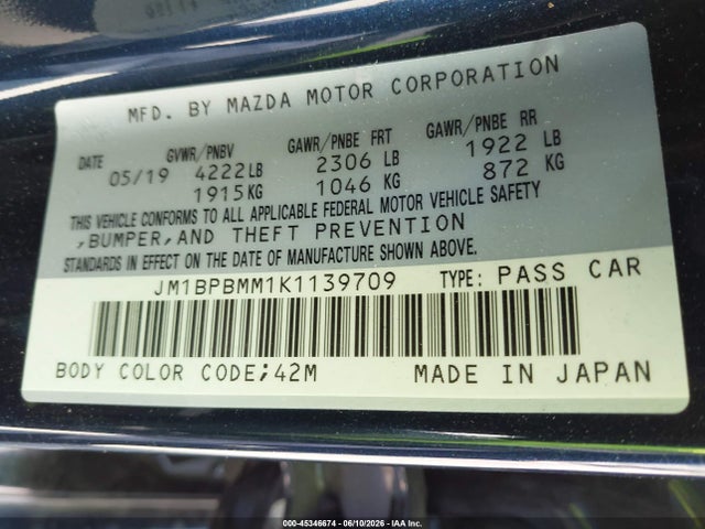 Mazda Mazda3 Preferred Package 2019 JM1BPBMM1K1139709 Image 9