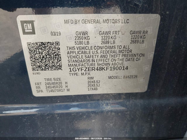 Aukcja sprzedaży 2019 Cadillac Xt4 Sport, vin: 1GYFZER48KF190014, numer aukcji: 45346683
