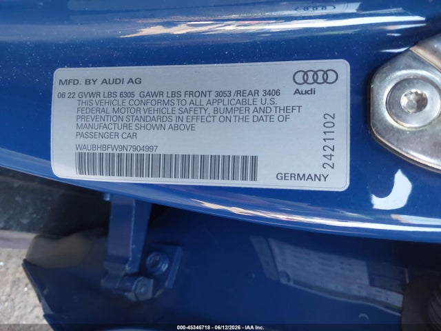 Audi Rs E-tron Gt Quattro 2022 WAUBHBFW9N7904997 Image 9