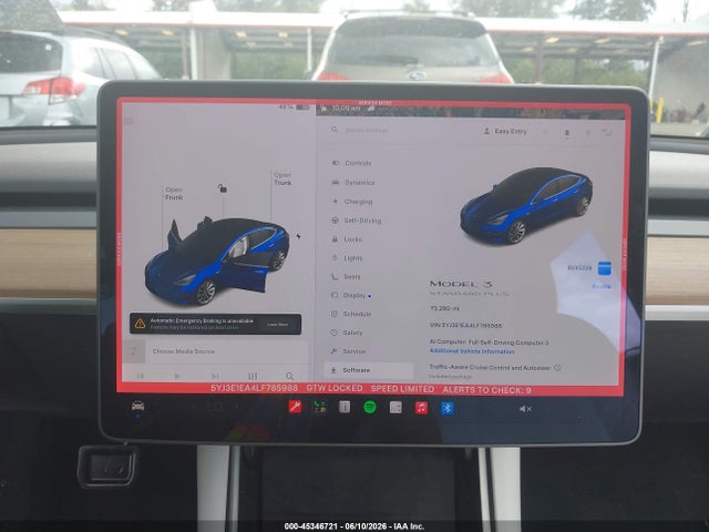 Продажа на аукционе авто 2020 Tesla Model 3 Standard Range Plus Rear-wheel Drive/standard Range Rear-wheel Drive, vin: 5YJ3E1EA4LF785988, номер лота: 45346721