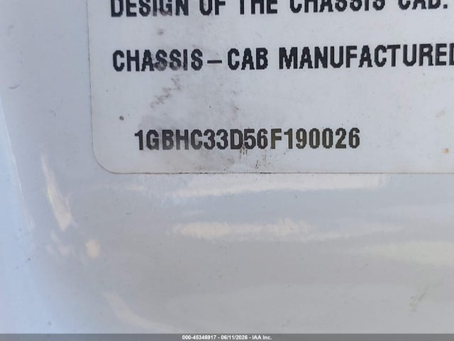 45346917 :رقم المزاد ، 1GBHC33D56F190026 vin ، 2006 Chevrolet Silverado 3500 Work Truck مزاد بيع
