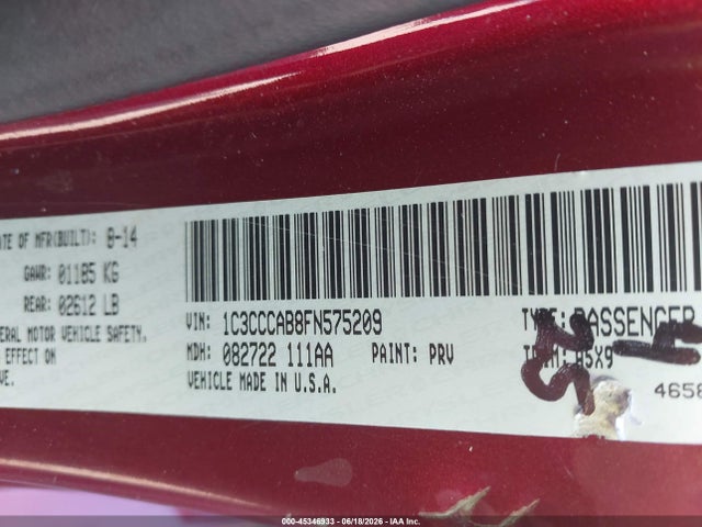 Продаж на аукціоні авто 2015 Chrysler 200 Limited, vin: 1C3CCCAB8FN575209, номер лоту: 45346933