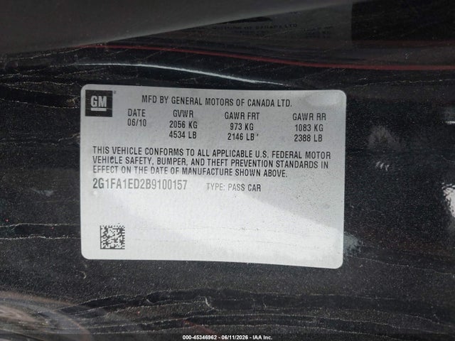 Продажа на аукционе авто 2011 Chevrolet Camaro 2ls, vin: 2G1FA1ED2B9100157, номер лота: 45346962