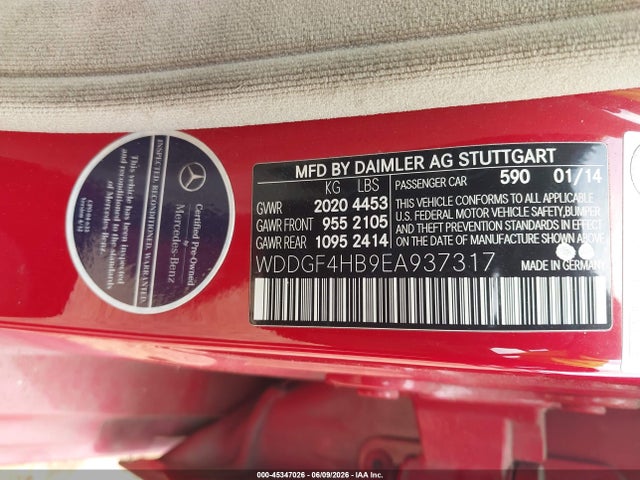 Aukcja sprzedaży 2014 Mercedes-benz C 250 Sport, vin: WDDGF4HB9EA937317, numer aukcji: 45347026