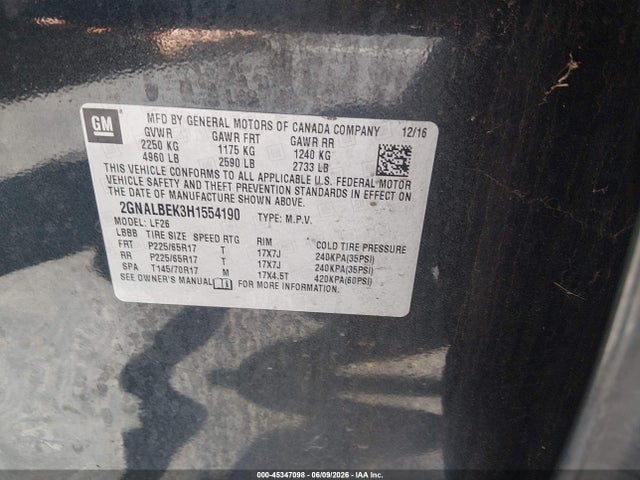2GNALBEK3H1554190 Chevrolet EQUINOX LS