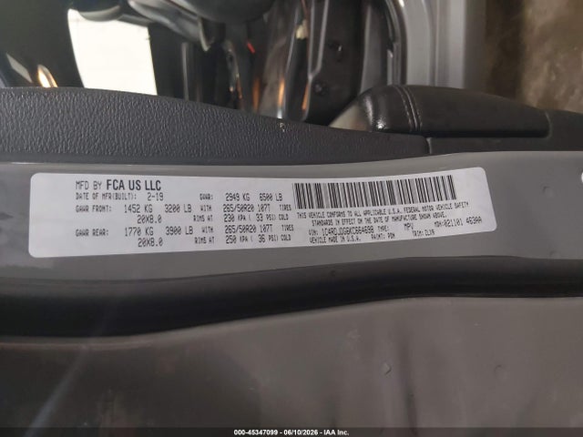45347099 :رقم المزاد ، 1C4RDJDG6KC664698 vin ، 2019 Dodge Durango Gt Plus Awd مزاد بيع