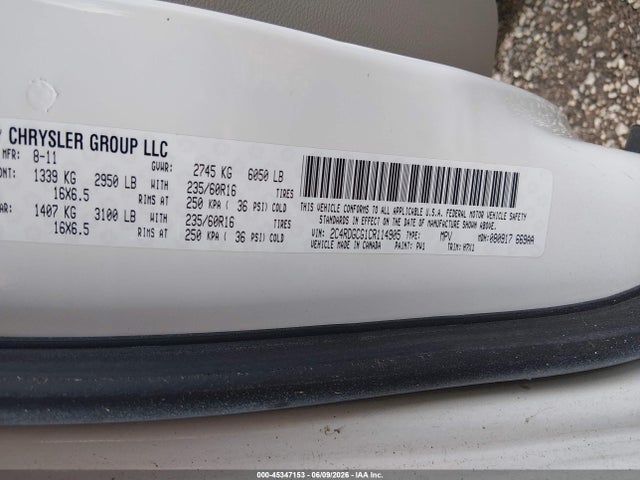 Aukcja sprzedaży 2012 Dodge Grand Caravan Sxt, vin: 2C4RDGCG1CR114905, numer aukcji: 45347153