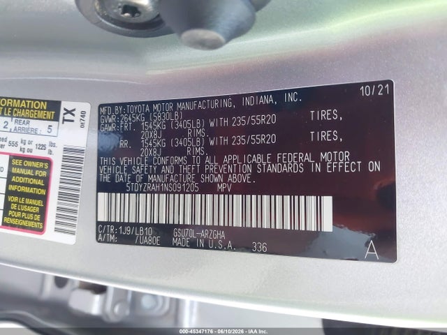 Toyota Highlander Limited 2022 5TDYZRAH1NS091205 Image 9
