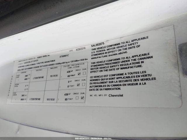 Продажа на аукционе авто 2015 Chevrolet Express Cutaway 3500 Diesel, vin: 1GB3G2BLXF1161474, номер лота: 45347211