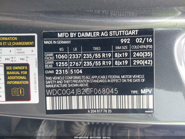 Продаж на аукціоні авто 2016 Mercedes-benz Glc 300, vin: WDC0G4JB2GF068045, номер лоту: 45347250