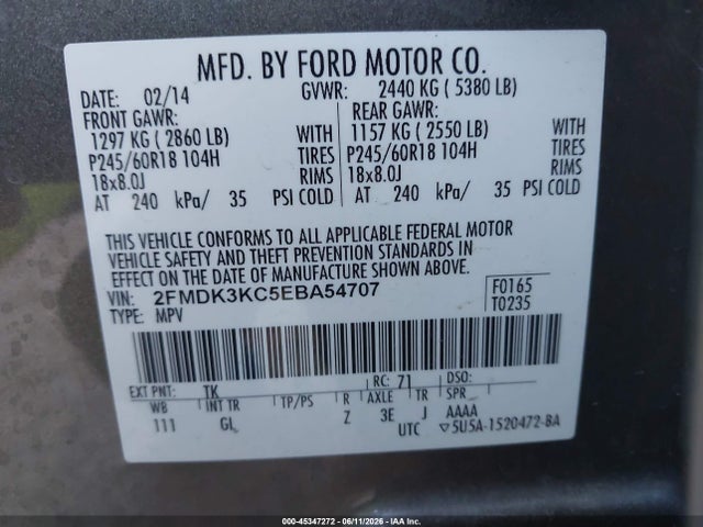 Ford Edge Limited 2014 2FMDK3KC5EBA54707 Image 9