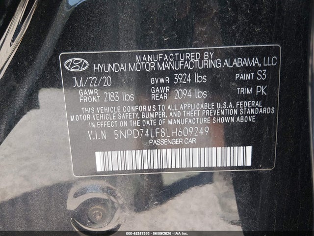 Hyundai ELANTRA SE 2020 5NPD74LF8LH609249 Image 9