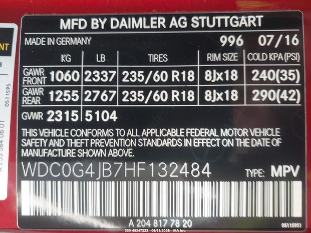 WDC0G4JB7HF132484 Mercedes-Benz GLC 300