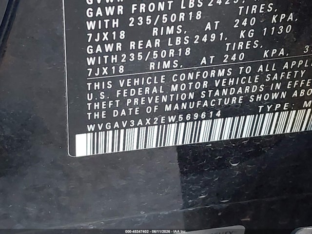 Продаж на аукціоні авто 2014 Volkswagen Tiguan Sel, vin: WVGAV3AX2EW569614, номер лоту: 45347402