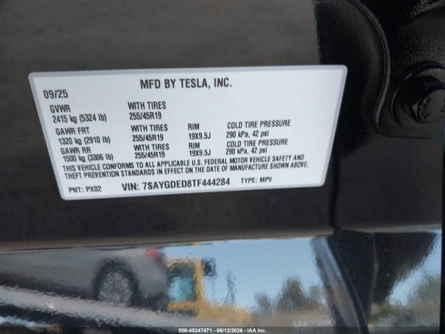 Продажа на аукционе авто 2026 Tesla Model Y Premium Rear-wheel Drive/rear-wheel Drive, vin: 7SAYGDED8TF444284, номер лота: 45347471